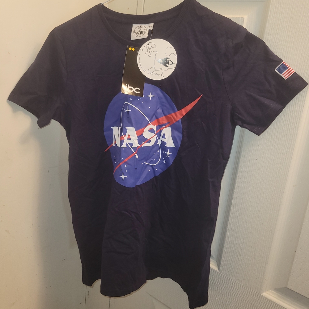 Nasa Blue Short Sleeve Tee with Logo Youth Large